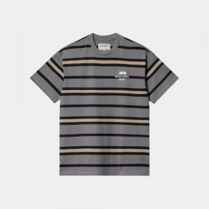 Carhartt Wip X New Balance Sculpture Center Stripe T-shirts Herren Grau | 7548201-RT